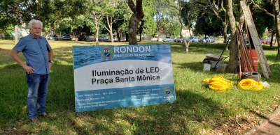 Implantação de Iluminação em LED na Praça Santa Mônica de Rondon