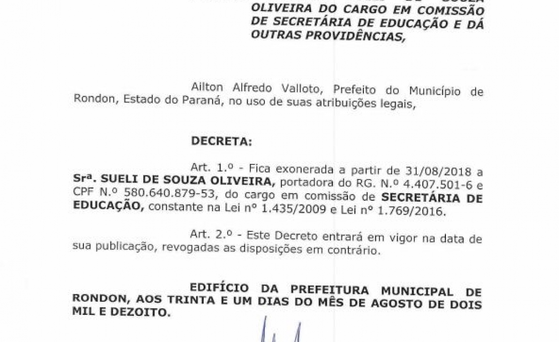 Decreto 5076  Exonera Sueli Oliveira