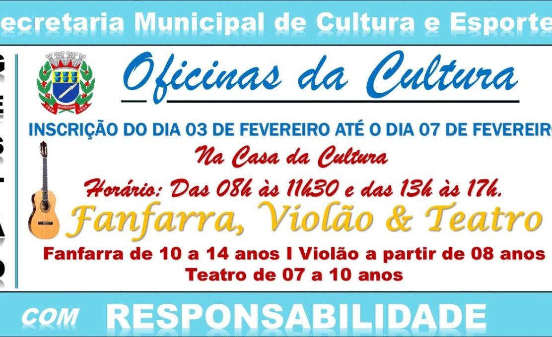 Inscrições Para As Oficinas De Cultura Iniciam Em Fevereiro