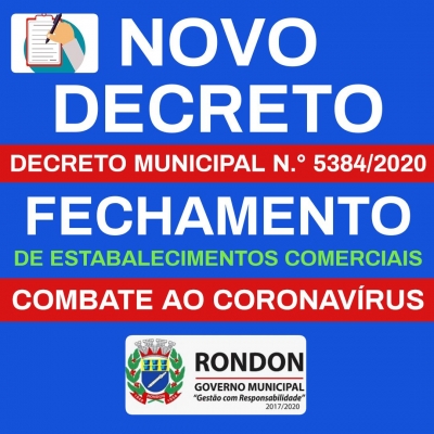 Decreto N°5384/2020 determina fechamento de serviços não essenciais