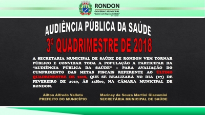 Audiência Pública da Saúde - 3º Quadrimestre de 2018