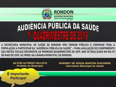 Audiência Pública da Saúde - 1º Quadrimestre de 2019