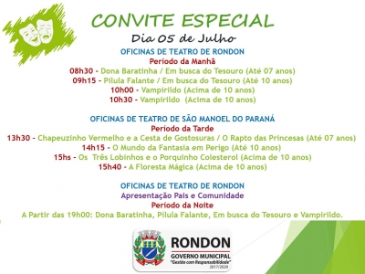 Programação Especial das Oficinas de Teatro