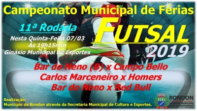 11ª Rodada Campeonato Municipal de Férias Futsal