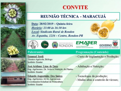 Convite: Reunião Técnica - Maracujá