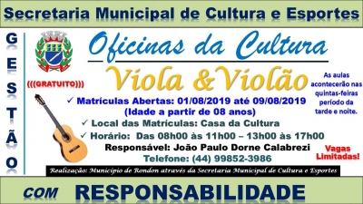 Atente-se ao Prazo das Inscrições Para Oficina de Viola e Violão