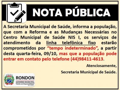 Centro Municipal de Saúde Terá Telefonia Fixa Suspensa por Tempo Indeterminado!