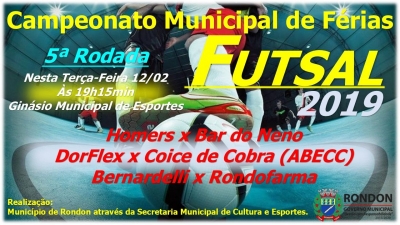 5ª Rodada Campeonato Municipal de Futsal Férias