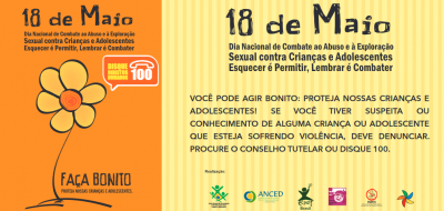 18 de Maio - Dia Nacional de Combate ao Abuso e à Exploração Sexual de Crianças e Adolescentes