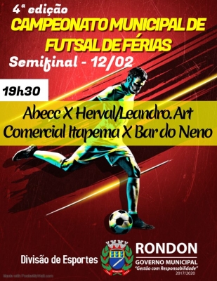 Não percam a Semifinal do Campeonato Municipal de Futsal de Férias nesta quarta-feira
