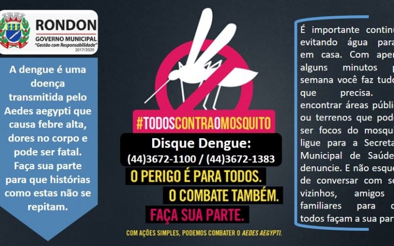 Dengue: onde tem água parada o mosquito se cria (lixo)!